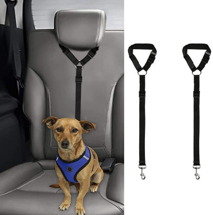 Pawellure Adjustable Headrest Dog Seat Belt - 2 Pack Tangle-Free Safety Restraint for Car Travel