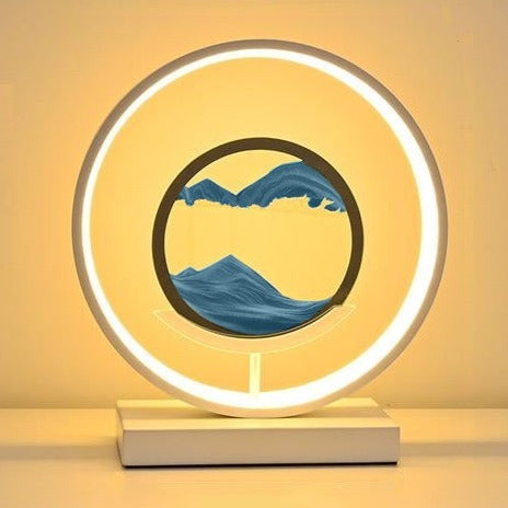 Enchanting Horizon Sand Art LED Lamp - Ambient Tabletop Light for Home Decor - White / Ocean Blue