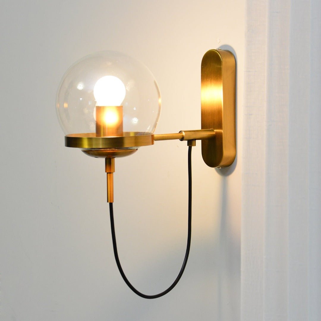 Industrial Boke Wall Lamp with Adjustable Arm and Glass Shade - Gold - Bronze