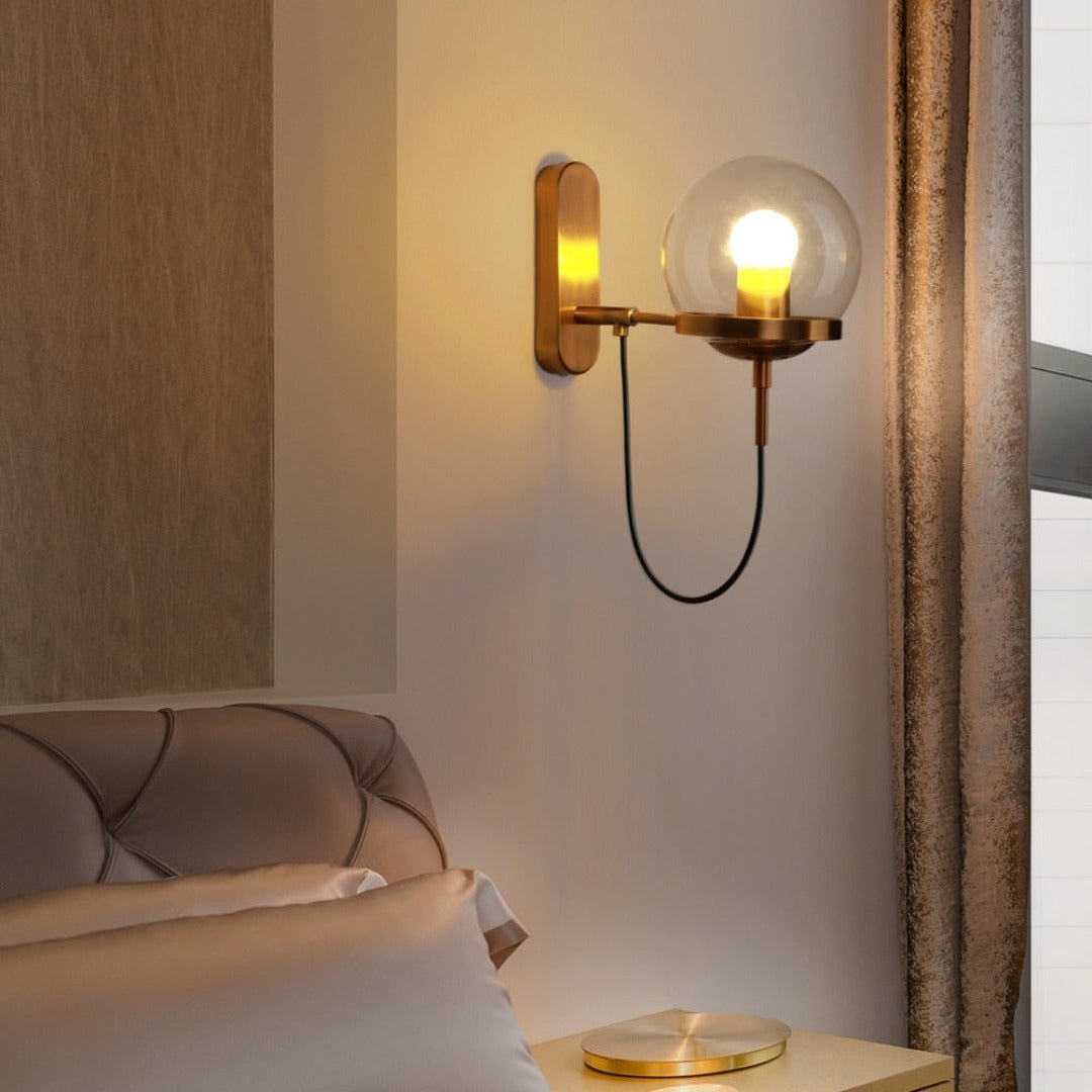 Industrial Boke Wall Lamp with Adjustable Arm and Glass Shade - Gold - Bronze