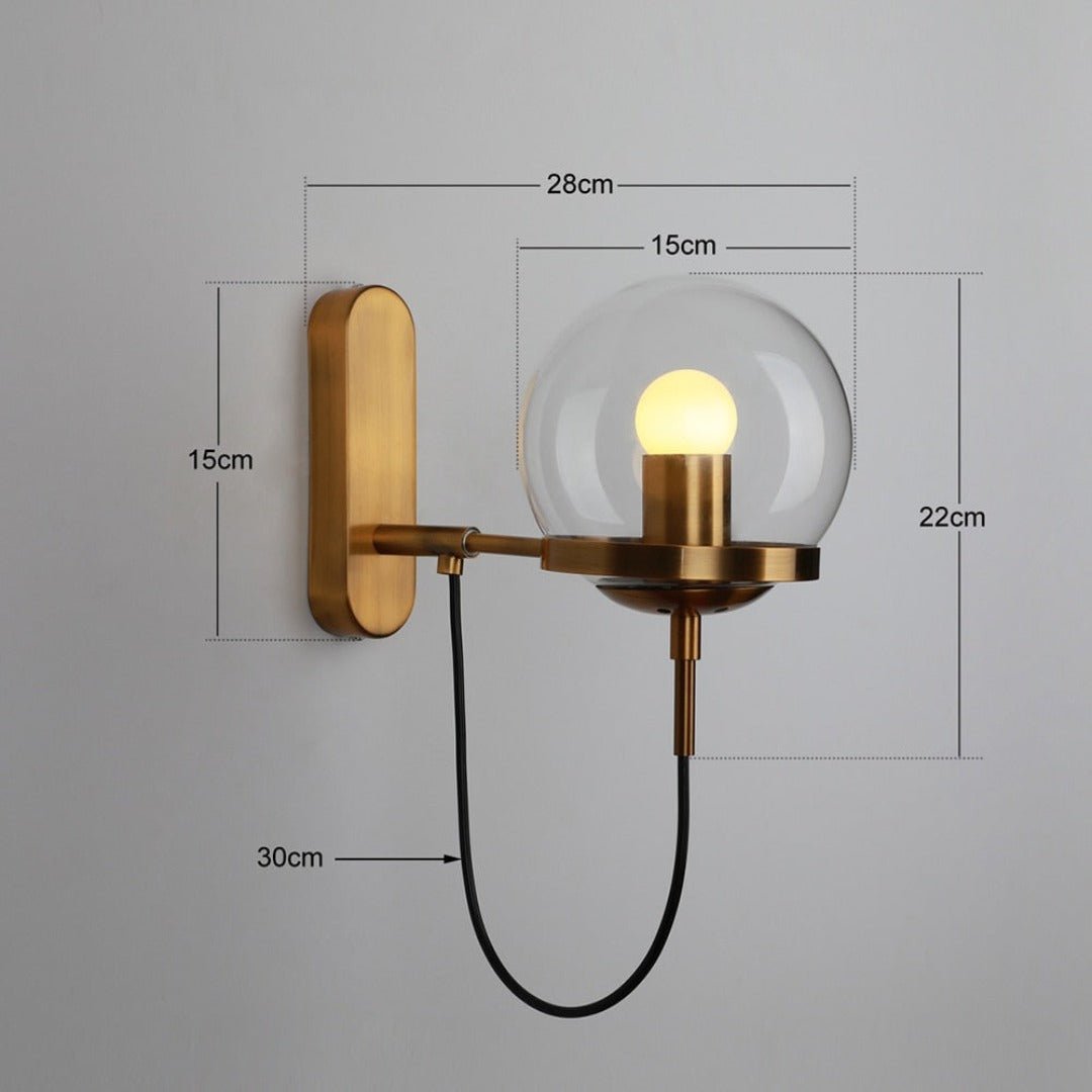 Industrial Boke Wall Lamp with Adjustable Arm and Glass Shade - Gold - Bronze