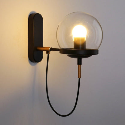 Industrial Boke Wall Lamp with Adjustable Arm and Glass Shade - Gold - Black