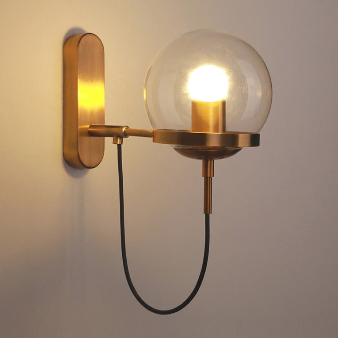 Industrial Boke Wall Lamp with Adjustable Arm and Glass Shade - Gold - Bronze