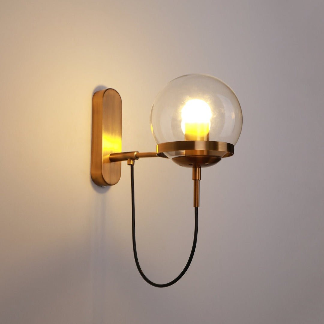 Industrial Boke Wall Lamp with Adjustable Arm and Glass Shade - Gold - Bronze