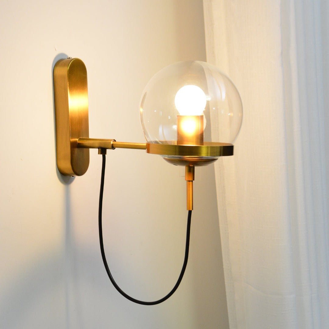 Industrial Boke Wall Lamp with Adjustable Arm and Glass Shade - Gold - Bronze