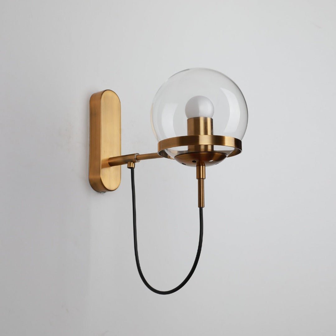 Industrial Boke Wall Lamp with Adjustable Arm and Glass Shade - Gold - Bronze