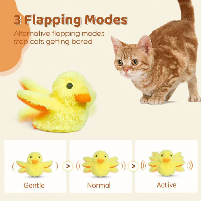 Pawellure Interactive Flapping Duck Cat Toy - Rechargeable Squeaky Plush for Feline Fun and Stimulation