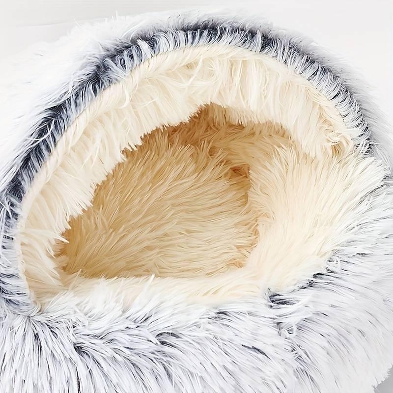 Furora Cozy Cocoon Calming Cat Bed - Plush, Ergonomic Design for Stress Relief and Joint Comfort - Machine Washable, Non-Slip Base