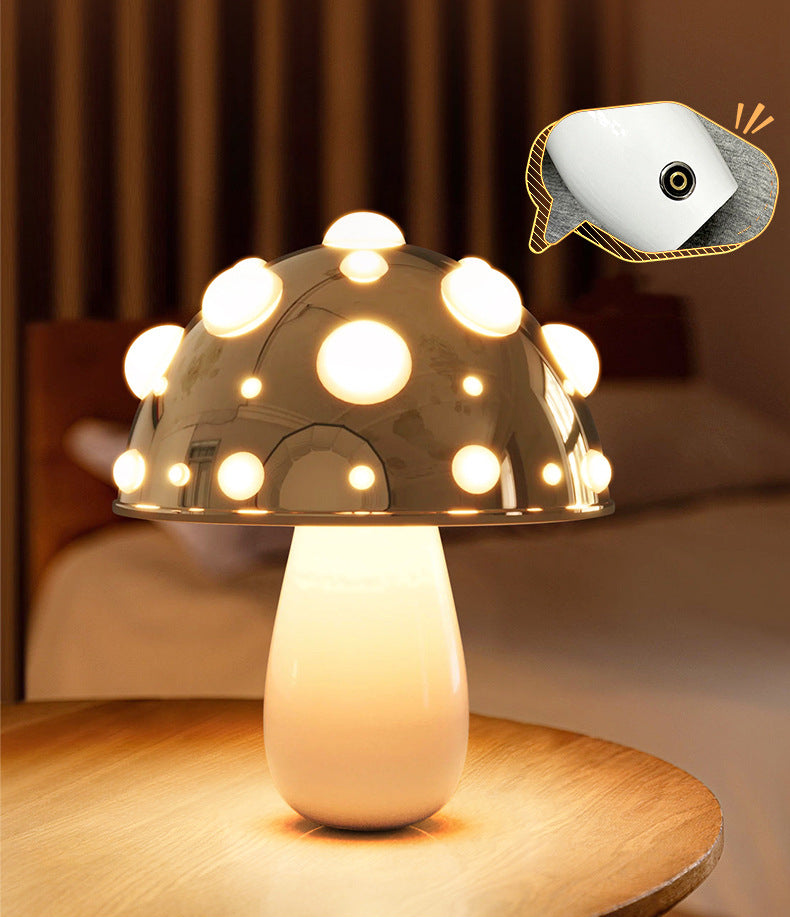 Royaleva Vintage Mushroom Table Lamp - Whimsical Decorative LED Light with Touch & Button Control, Multi-Color Options