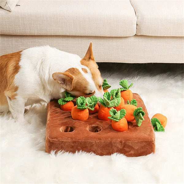 Furora Interactive Carrot Garden Dog Puzzle Toy - Durable & Engaging Treat Hiding Fun for All Breeds