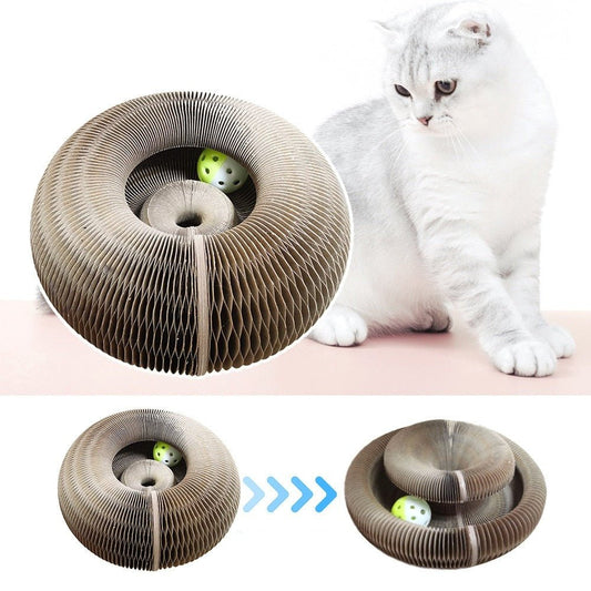 Royallure Cat Scratching Board - Interactive Accordion Pet Toy with Jingle Ball