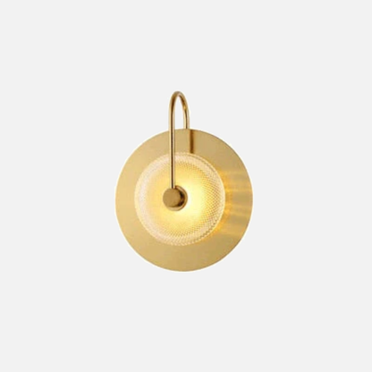 RoyaleGlow Elegant Circular Glass Wall Sconce for Radiant Illumination - Single Clear Gold