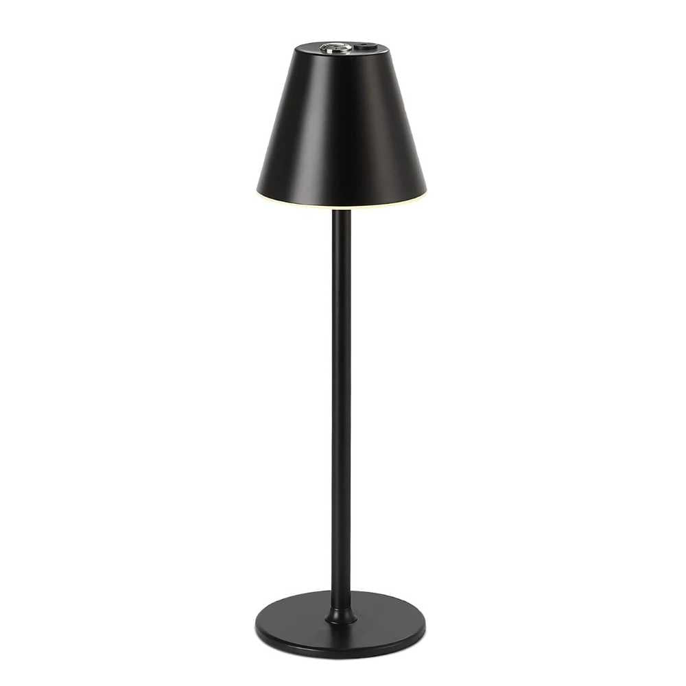 Minimalist cordless LED bedside lamp, touch dimmable with rechargeable battery, ideal for modern decor and flexible lighting needs.