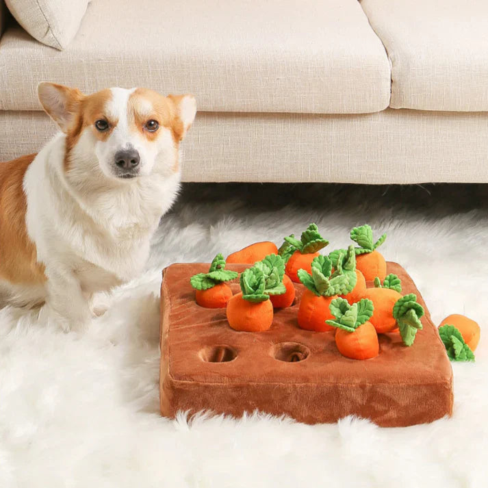 Furora Interactive Carrot Garden Dog Puzzle Toy - Durable & Engaging Treat Hiding Fun for All Breeds