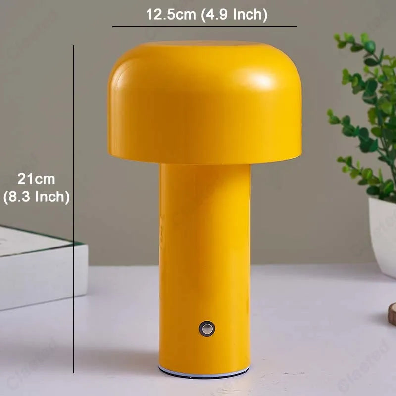 Italian Designer Mushroom Table Lamp Night Light Portable Cordless Touch Rechargeable Decor Lamp USB Bedside Lamp Desktop Lamp