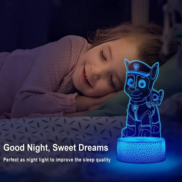 Paw Patrol Night Light for Kids - 3D Cartoon Bedroom Decor Lamp