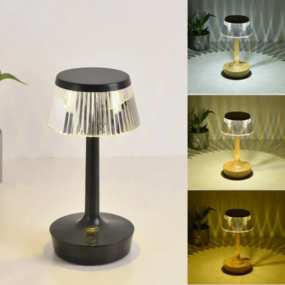 Cordless crystal mushroom table lamp with touch control