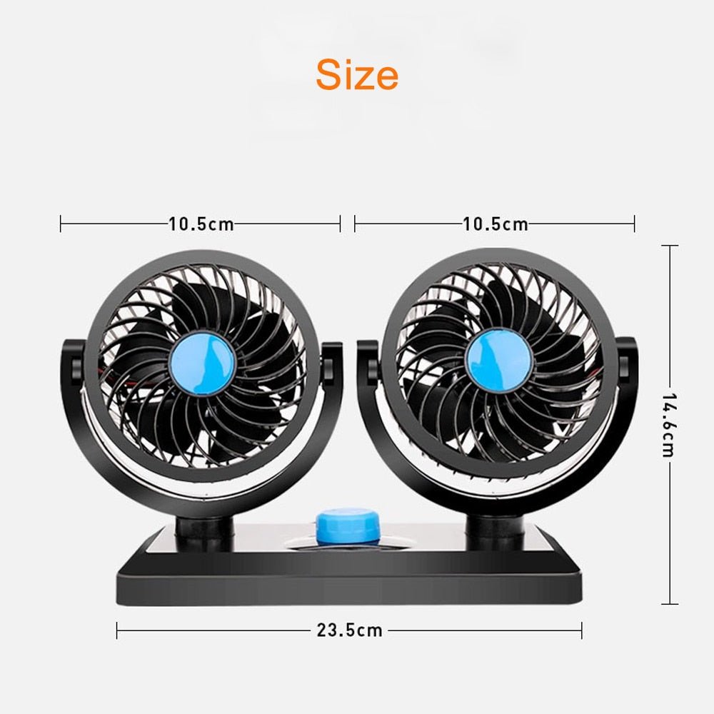 Royelux Dual Head USB Car Cooling Fan - Strong Wind & Aromatherapy