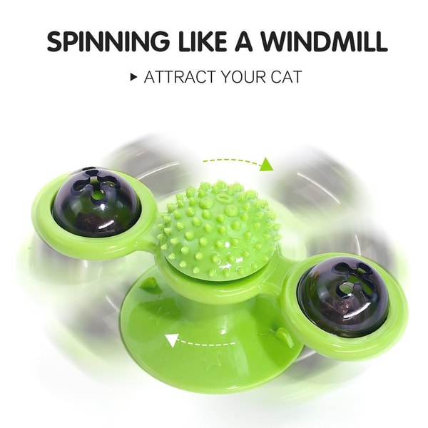 Pawellure Interactive Cat Windmill Toy with Catnip & Glow-in-the-Dark Ball - Multi-Function Scratching & Grooming Tool for Cats