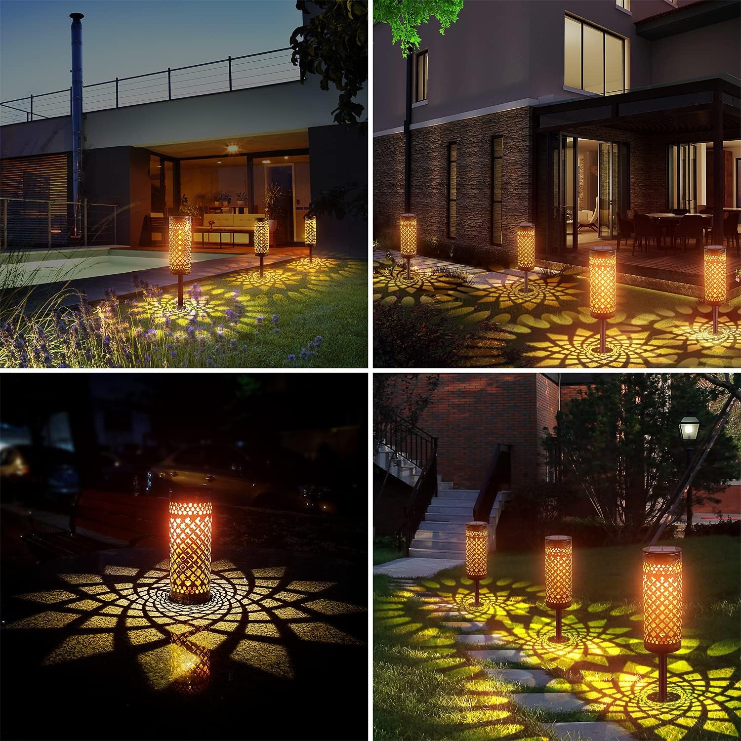 6 Pack Solar Pathway Lights Outdoor, Solar Lights Bright Metal Retro Solar Garden Lights Decorative Waterproof Solar Powered Led Landscape Lighting for Path Lawn Patio Yard Walkway