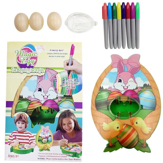 Royallure Easter Egg Decorating Craft Kit for Kids - Creative DIY Activity with Spin Dye Machine and Colorful Markers