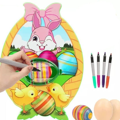 Royallure Easter Egg Decorating Craft Kit for Kids - Creative DIY Activity with Spin Dye Machine and Colorful Markers