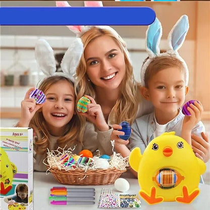 Royallure Easter Egg Decorating Craft Kit for Kids - Creative DIY Activity with Spin Dye Machine and Colorful Markers