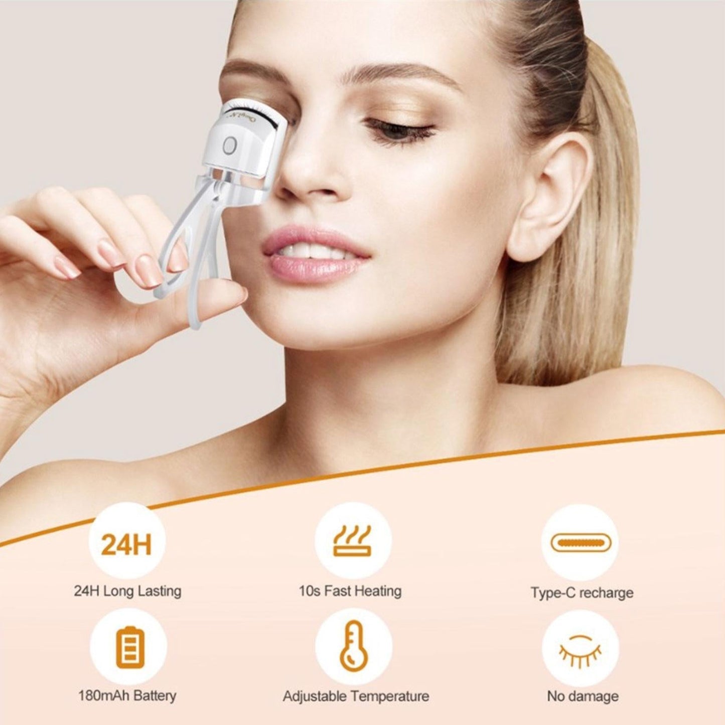 Royallure Premium Electric Heated Eyelash Curler for Long-Lasting Natural Lashes