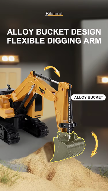 Royallure Remote Control Alloy Excavator for Kids - Durable RC Engineering Vehicle with Realistic Lights & Sounds, 2.4G Control, 30-50m Range