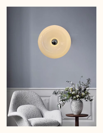 RoyaleGlow Modern Donut Glass Wall Lamp – Tricolor Dimmable LED Sconce for Stylish Home Decor