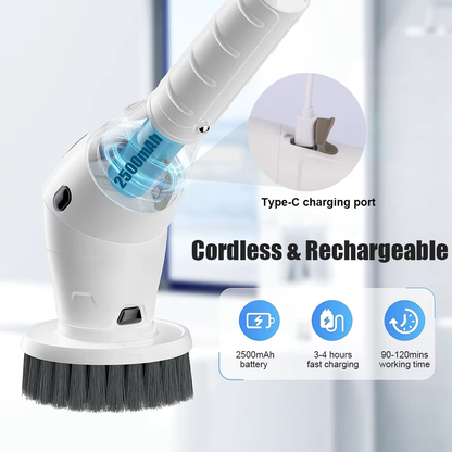 Electric Cleaning Brush – 8-in-1 Wireless Rotatable Brush with Adjustable Speeds & LED Display