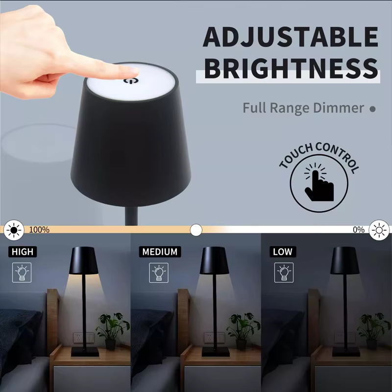 Rayvia Cordless Table Lamp - Battery Operated, Dimmable LED with Waterproof Design