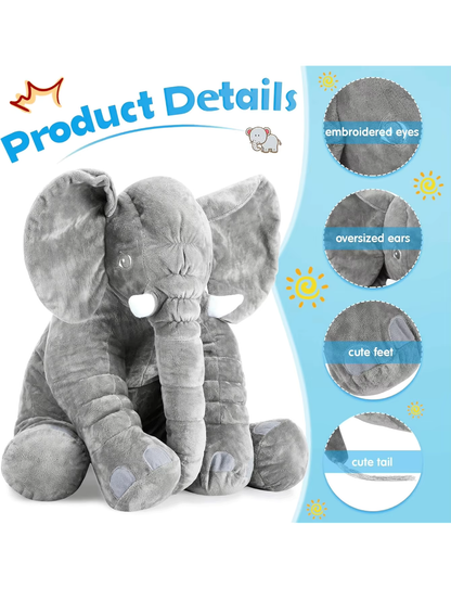 RoyaleGlow Baby Elephant Pillow - Soft Plush Stuffed Animal for Kids & Infants