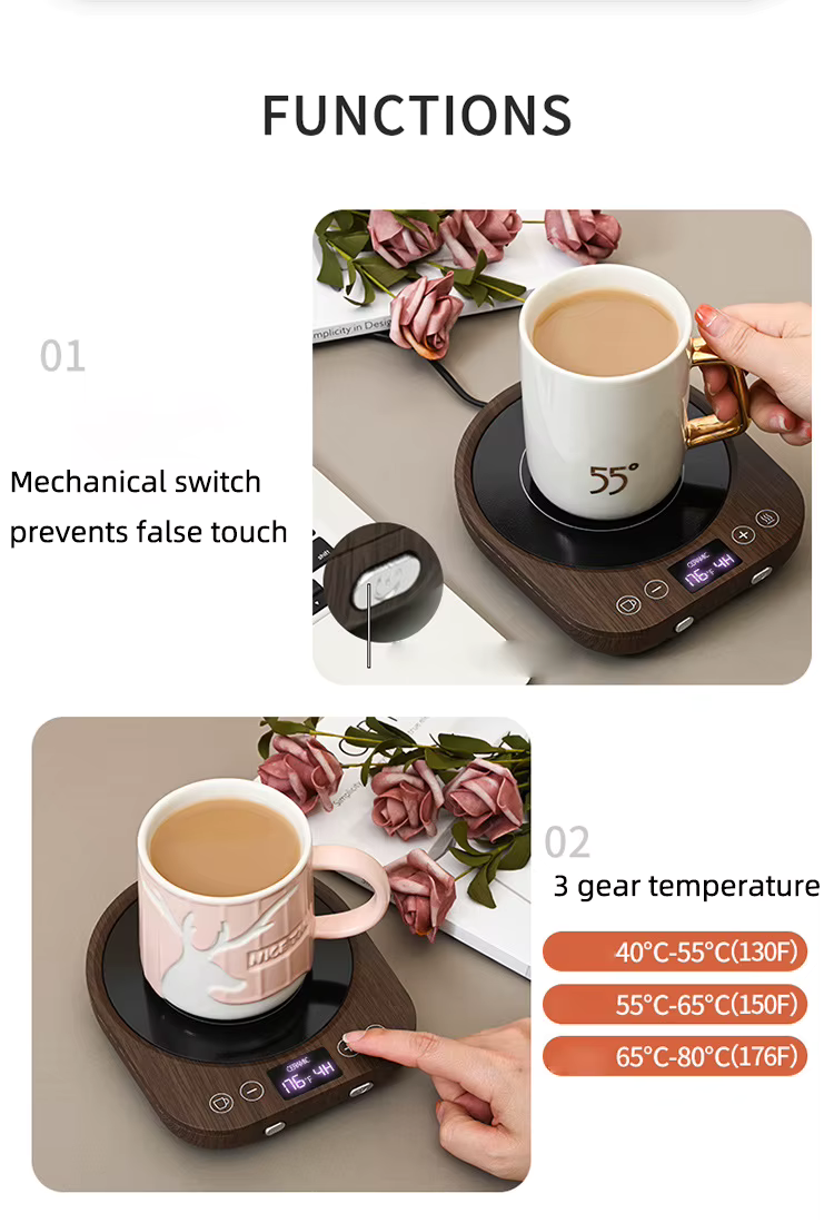 Royaleva Coffee Mug Warmer Plate – Electric Hot Plate with Timer & Adjustable Heat, 36W