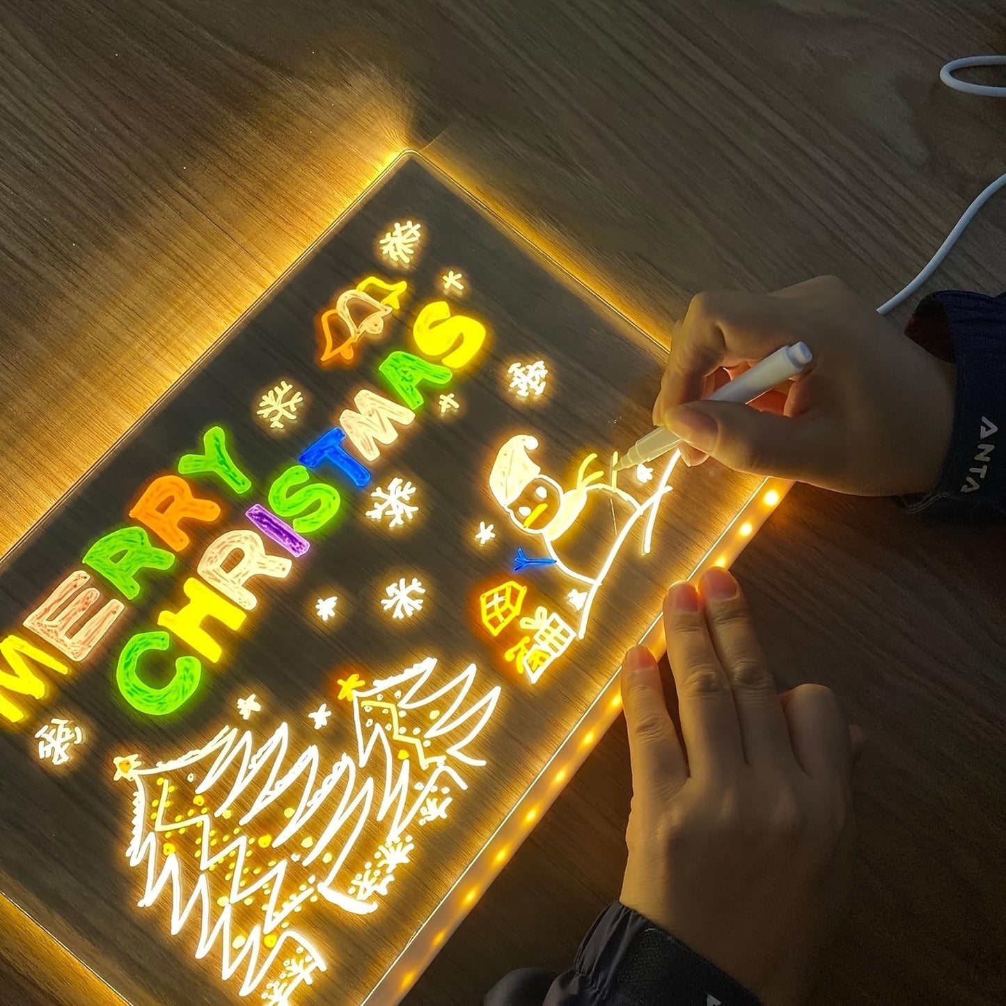 USB LED Note Board with 12 Color Pens - Glow Message Board for Office & Home - 30*20cm