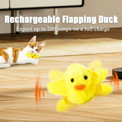 Pawellure Interactive Flapping Duck Cat Toy - Rechargeable Squeaky Plush for Feline Fun and Stimulation