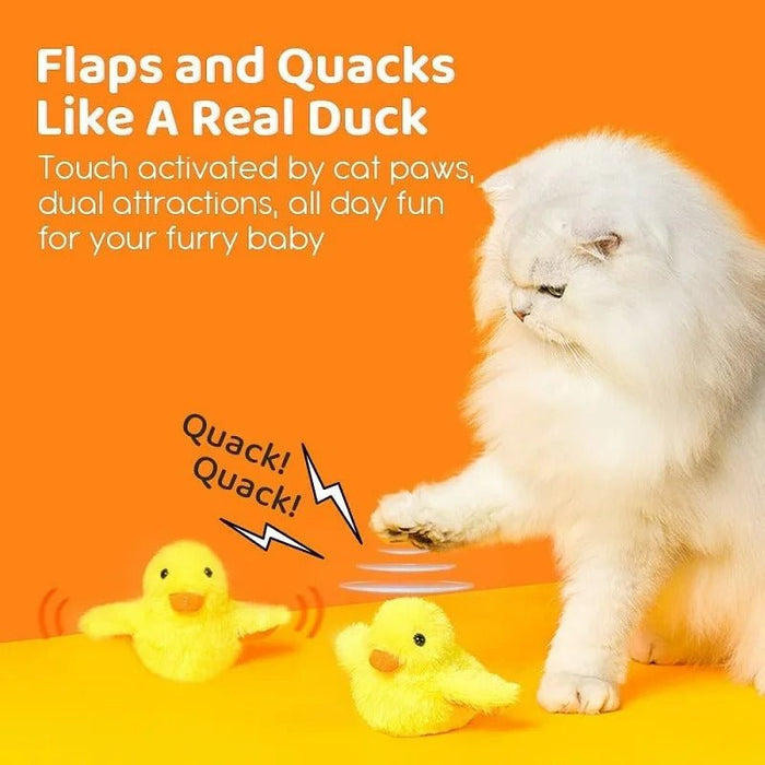 Pawellure Interactive Flapping Duck Cat Toy - Rechargeable Squeaky Plush for Feline Fun and Stimulation