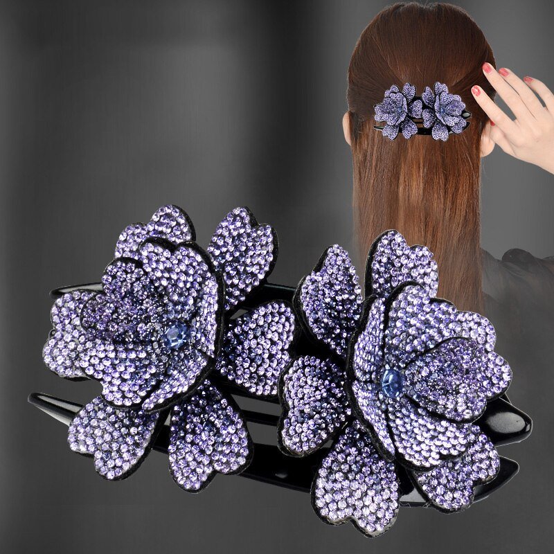 Royallure Floral Elegance Hair Clip with Sparkling Stones