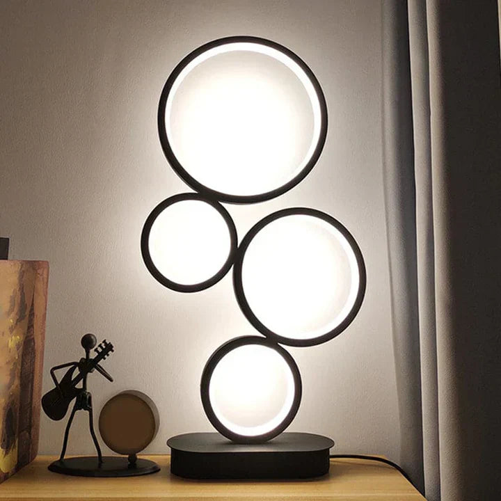 Royallure Simple Stacked Table Lamp with Round Base - Modern Minimalist Design - Warm