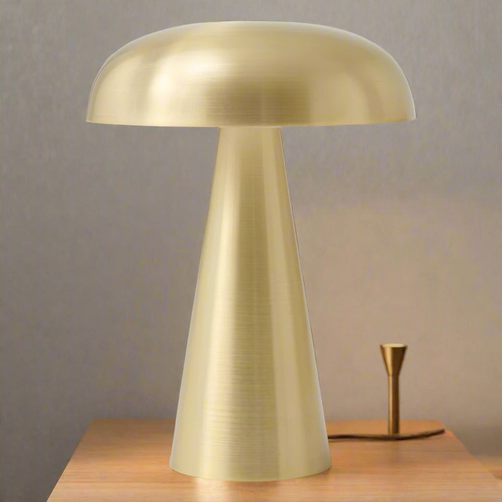 Royaleva Giro Portable Table Lamp - Rechargeable Cordless Mushroom LED Lamp - Gold