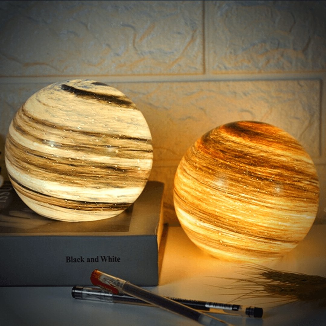 Royallure Glass Moon Sphere - Mesmerizing Lunar Lamp for Tranquil Ambiance - The Setting Sun / 14cm / 5.5" / Tri-color dimmable (White&Warm&Natural)