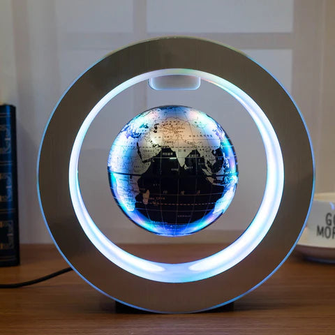 Magnetic LED World Map Globe - Floating Technology for Desk Decor - Black