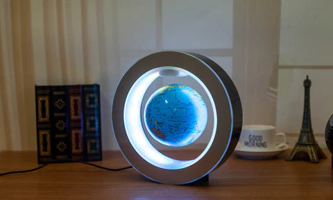 Magnetic LED World Map Globe - Floating Technology for Desk Decor - Blue