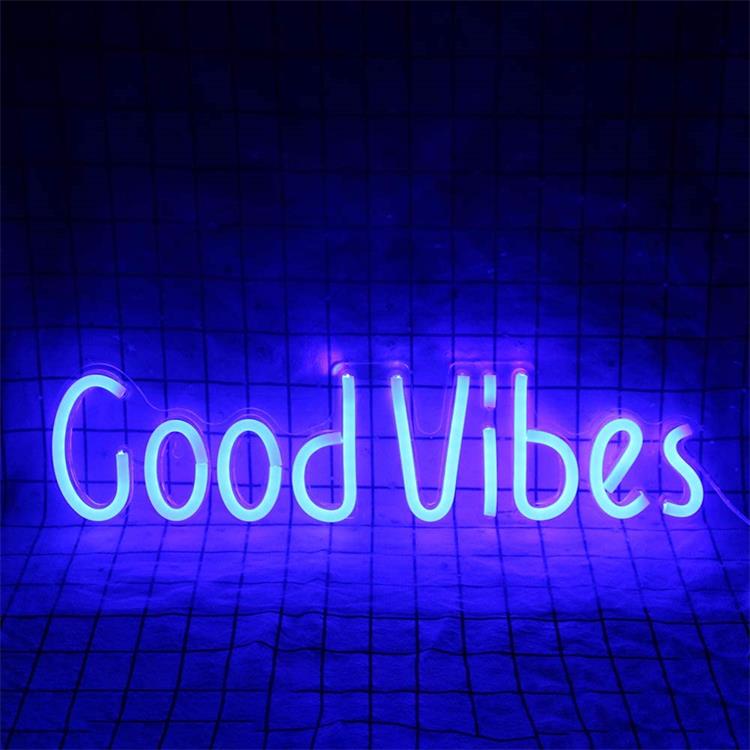 RoyaleGlow LED Neon Sign - "Good Vibes" Bright Pink LED Wall Light - GOOD VIBES - 50*12.5cm