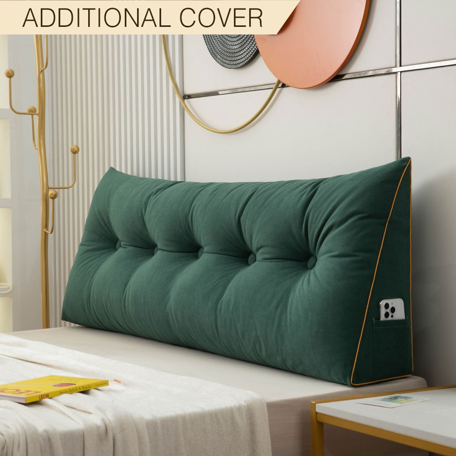 Royaleva Luxury Chic Wedge Pillow Cover - Extra Removable Covers for Versatile Style - Dark Green / Small - 100x50x20cm