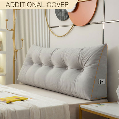 Royaleva Luxury Chic Wedge Pillow Cover - Extra Removable Covers for Versatile Style - Gray / Small - 100x50x20cm