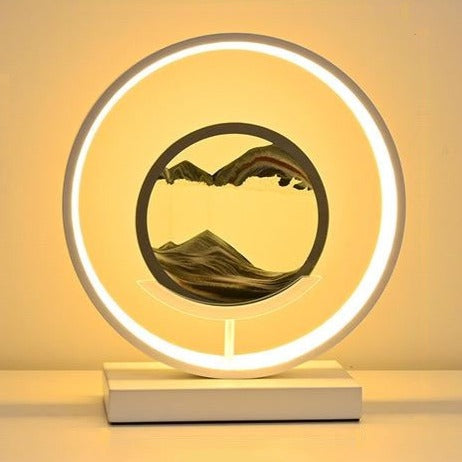 Enchanting Horizon Sand Art LED Lamp - Ambient Tabletop Light for Home Decor - White / Mountain Grey