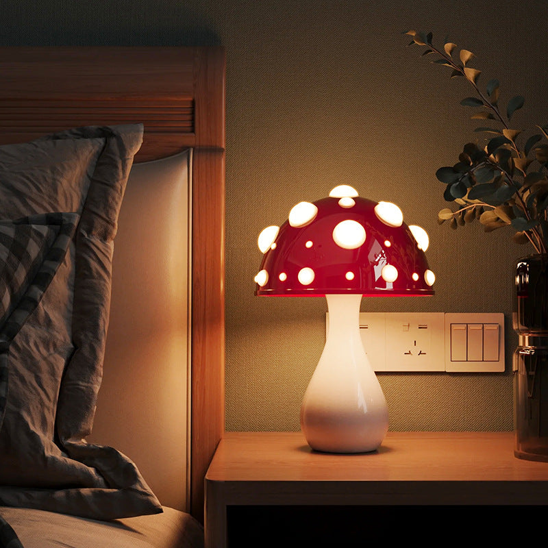 Royaleva Vintage Mushroom Table Lamp - Whimsical Decorative LED Light with Touch & Button Control, Multi-Color Options