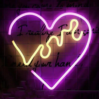 RoyaleGlow LED Neon Sign - "Good Vibes" Bright Pink LED Wall Light - LOVE - 35*33cm