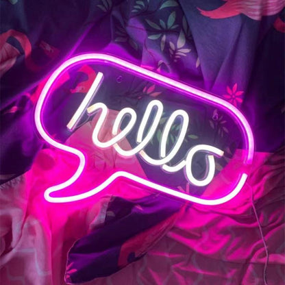 RoyaleGlow LED Neon Sign - "Good Vibes" Bright Pink LED Wall Light - HELLO - 43*31CM